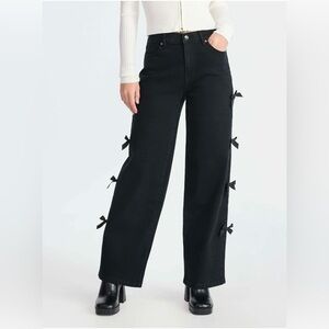 NWT Blanck Wide-Leg Jeans with Bow Accents